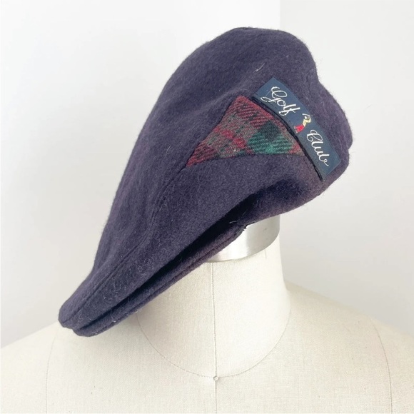 Golf Club Men's Wool Scally Hat Flat Cap Paris Elegance Made in France Blue S - Picture 1 of 7